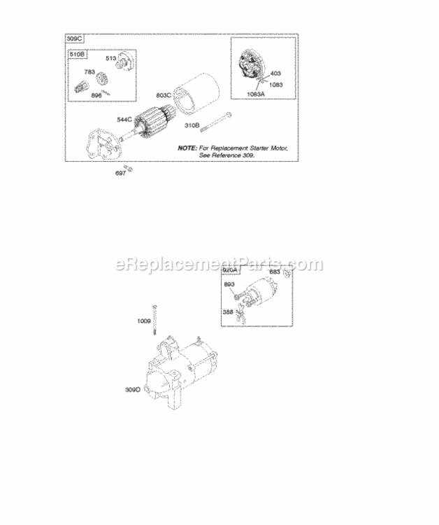 Page K Diagram and Parts List for 303447-1311-E1  Briggs and Stratton Engine
